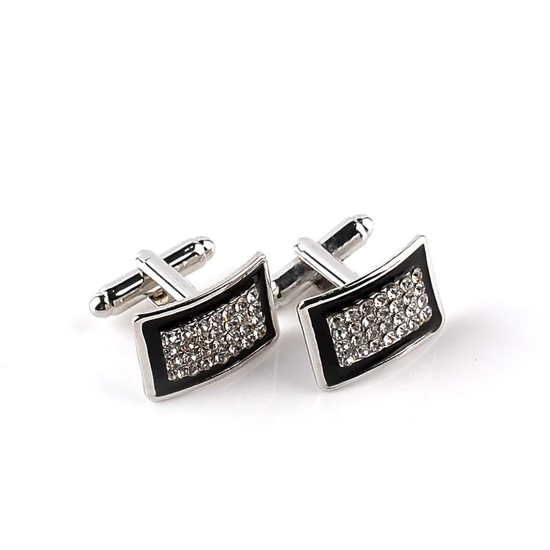 Hot selling geometric rectangular diamond drop oil shirt Cufflinks