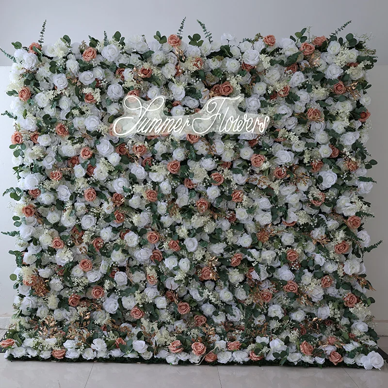 Best selling fabric cloth base burgundy 3d flower wall mix rose peony hydrangea
