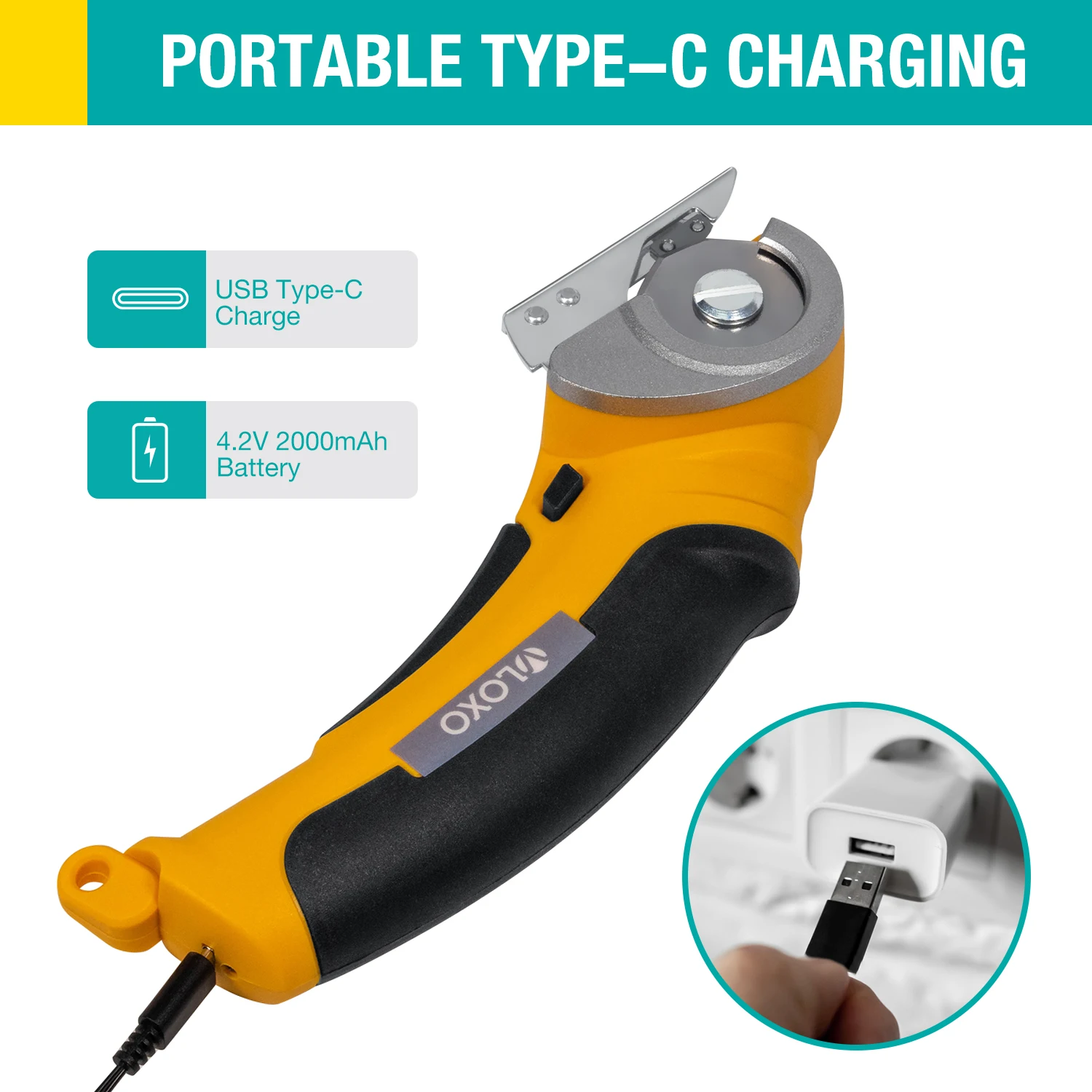 VLOXO Multifunctional Electric Scissors Lithium Battery Cutter Portable Cordless Fabric Cutting Electric Textile Scissors