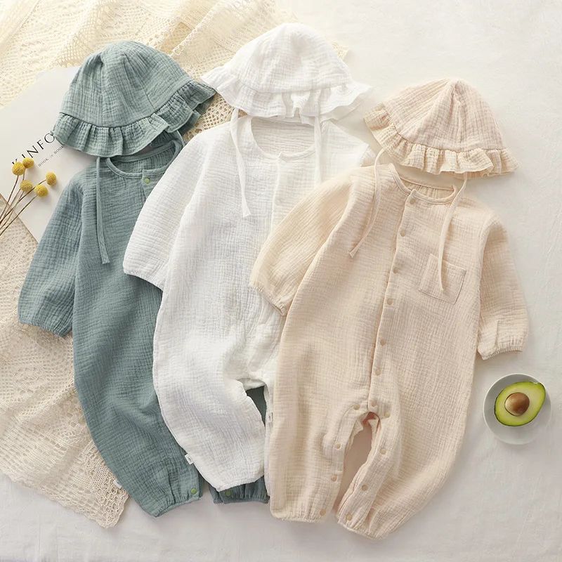 Summer 2023 baby clothes Long Sleeve Linen Baby Rompers Long Sleeve Linen Baby Rompers