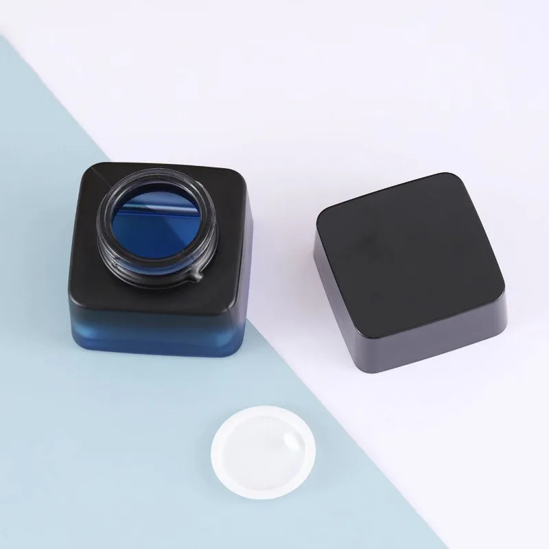 40ml 110ml 125ml black blue gradient skin care lotion pump glass square bottle and 50g face cream glass jar set