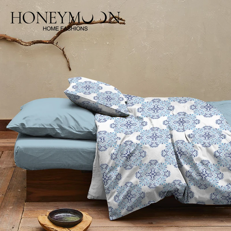 HONEYMOON hot sell 3D fashion printed bed set bedding 3pcs Modern Soft cotton comforter sets for all season