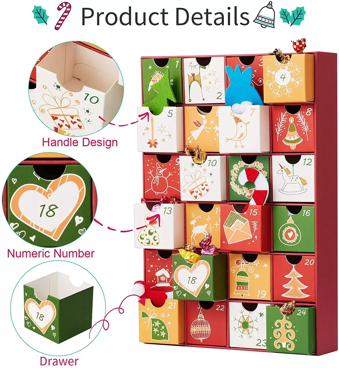 Festival Countdown Calendar 2022 24 Drawers Cabinet Christmas customize Gift Boxes Advent Calendar Box