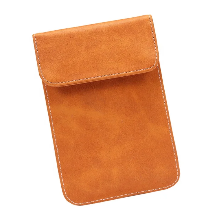 19*11cm brown genuine leather signal block cellphone faraday pouch