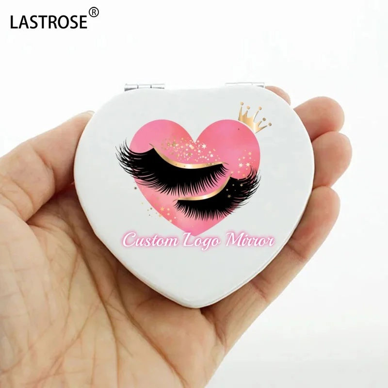 Wholesale pink heart compact mirror pu leather mini pocket makeup mirrors private label metal cosmetic mirror