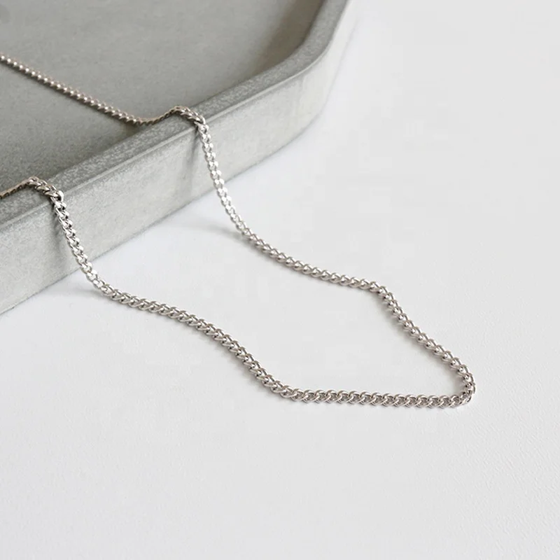 High Quality S925 Sterling Silver Classic Basic Chain Snake Bar Singapore Box Chain Side Chain Ladies Jewelry Necklace