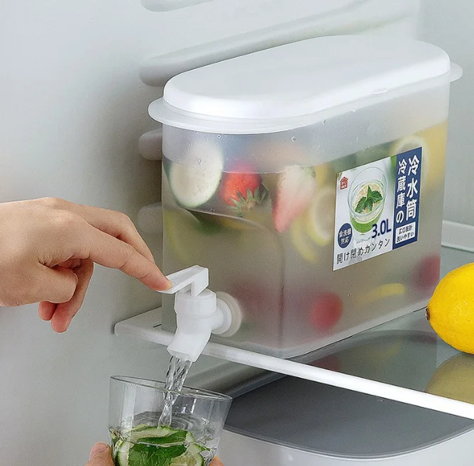 Lemonade Bucket Drink Container Drink Dispenser for Fridge Cold Kettle with Faucet in Refrigerator