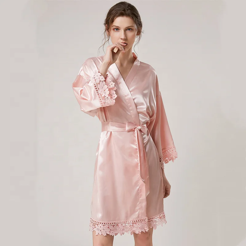 2021 factory price women summer satin sleepwear chinese kimono robe