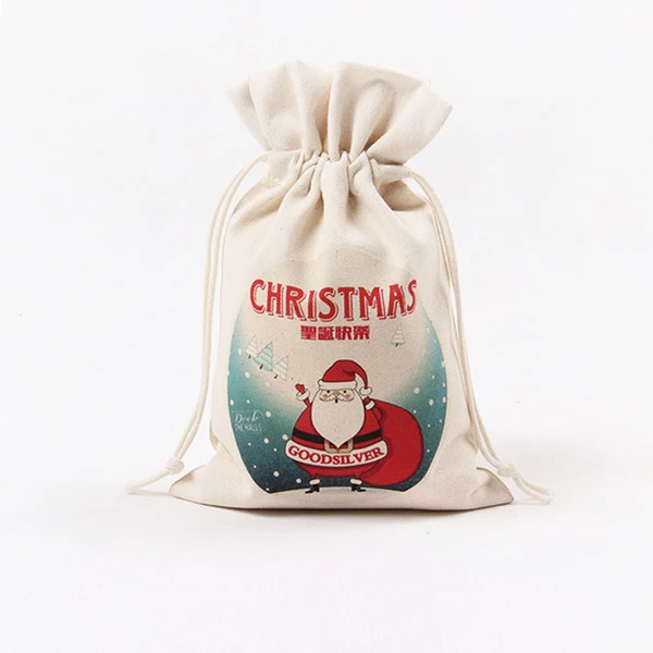 Personalized Large Gift Burlap Bag Canvas Cotton Blank Drawstring Bag Christmas Santa Sacks For Xmas Presents Storage