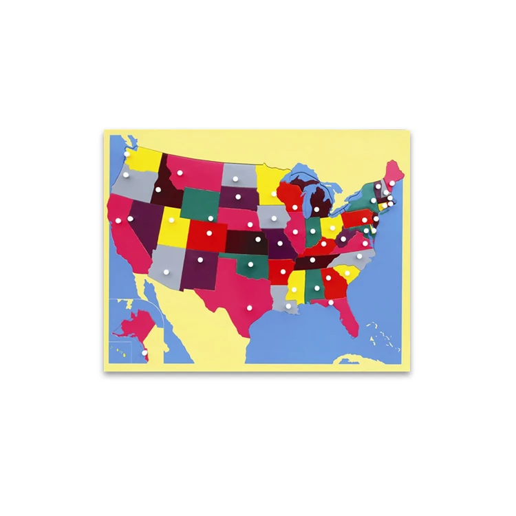 Fascinating Montessori Children Educational Wooden Puzzle Scratch Map USA