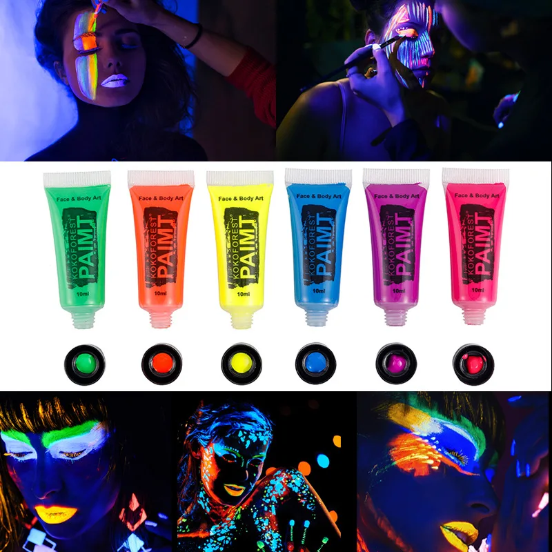Glow in dark 6 colors Washable uv neon Face Paint Cream face painting tube sticks body art party makeup DIY