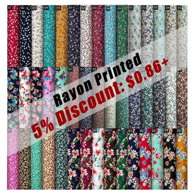 45S 105GSM индивидуальная цифровая печать 100% вискоза ткань для женского платья