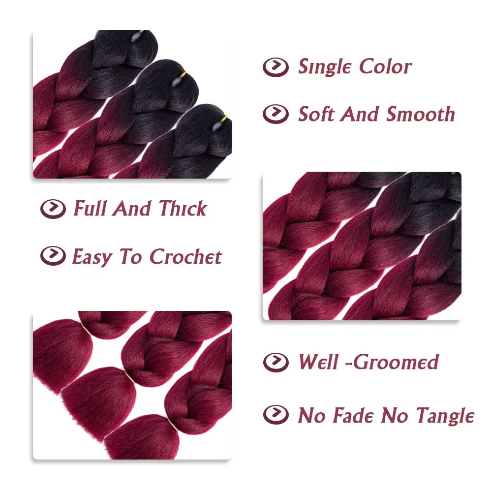 Wholesale Hot selling 100g African Braids Hair Manufacturer Yaki Jumbo Ombre Braiding 24 Inch Synthetic Braiding Hair Extensions