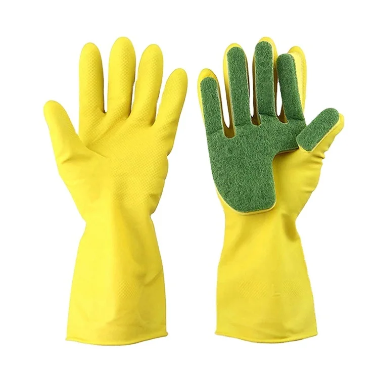 New Clean Latex Household Gloves with Sponge&Souring Pad