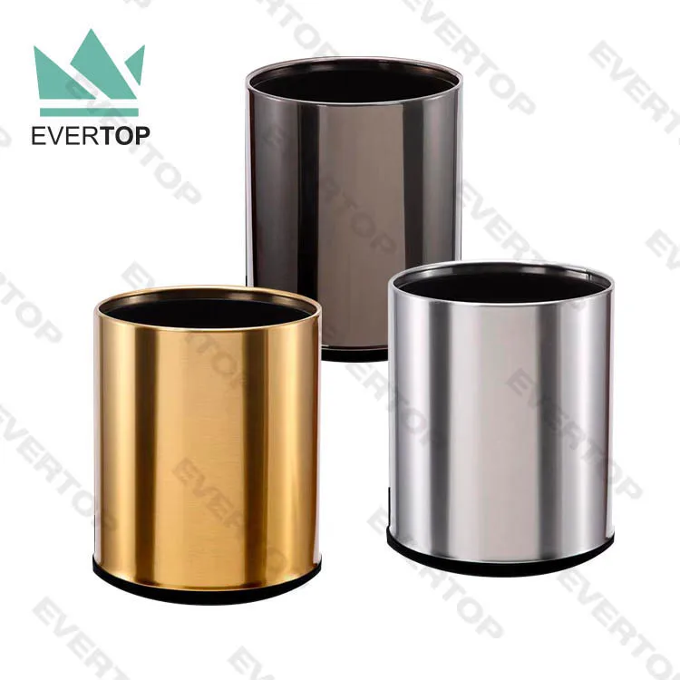 RD-01 10 L Metal Room Dustbin Round Home Room Waste Bins Modern Trash Bin Trash Can for Hotel Room Garbage Cans Stainless Steel