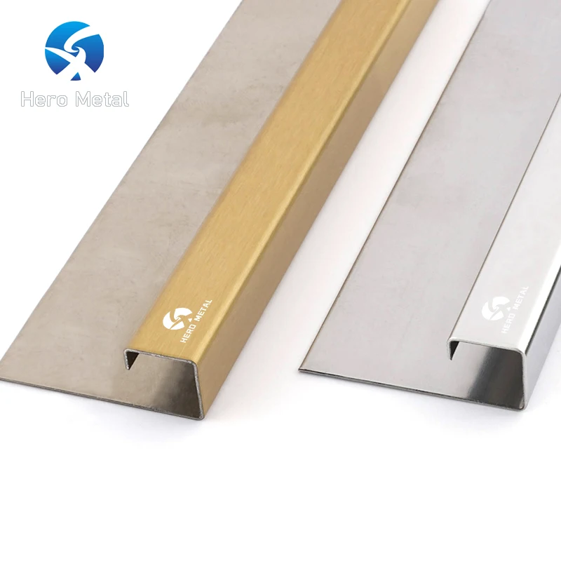 wholesale customization 2.4m 2.5m 2.7m metal square shape stainless steel rose gold tile profile trim