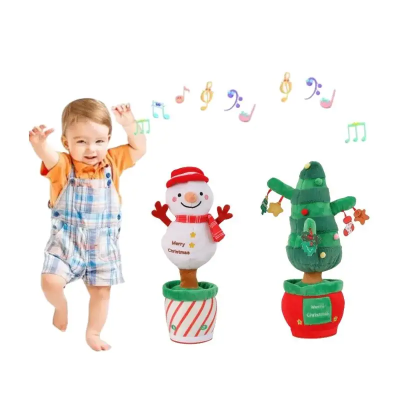 Customized new electric dancing Christmas tree plush toy gifts luminous singing and dancing doll holiday gifts