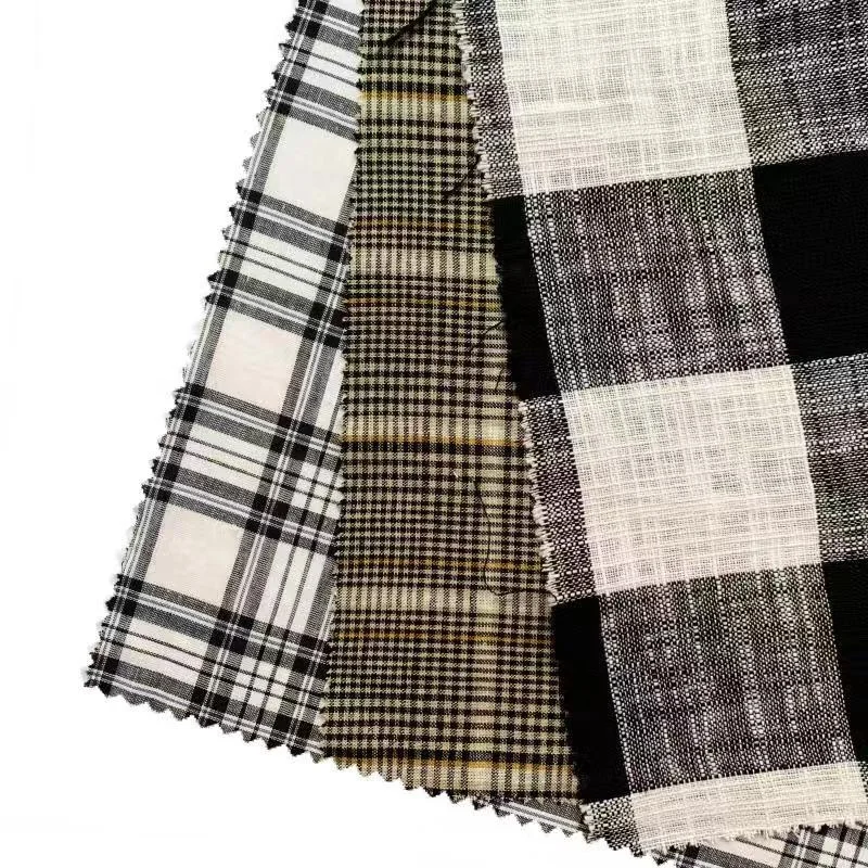 
Digital Printed Plaid Check Grid Yarn Dyed Linen Flax Fabric For Shirt  (62409005517)