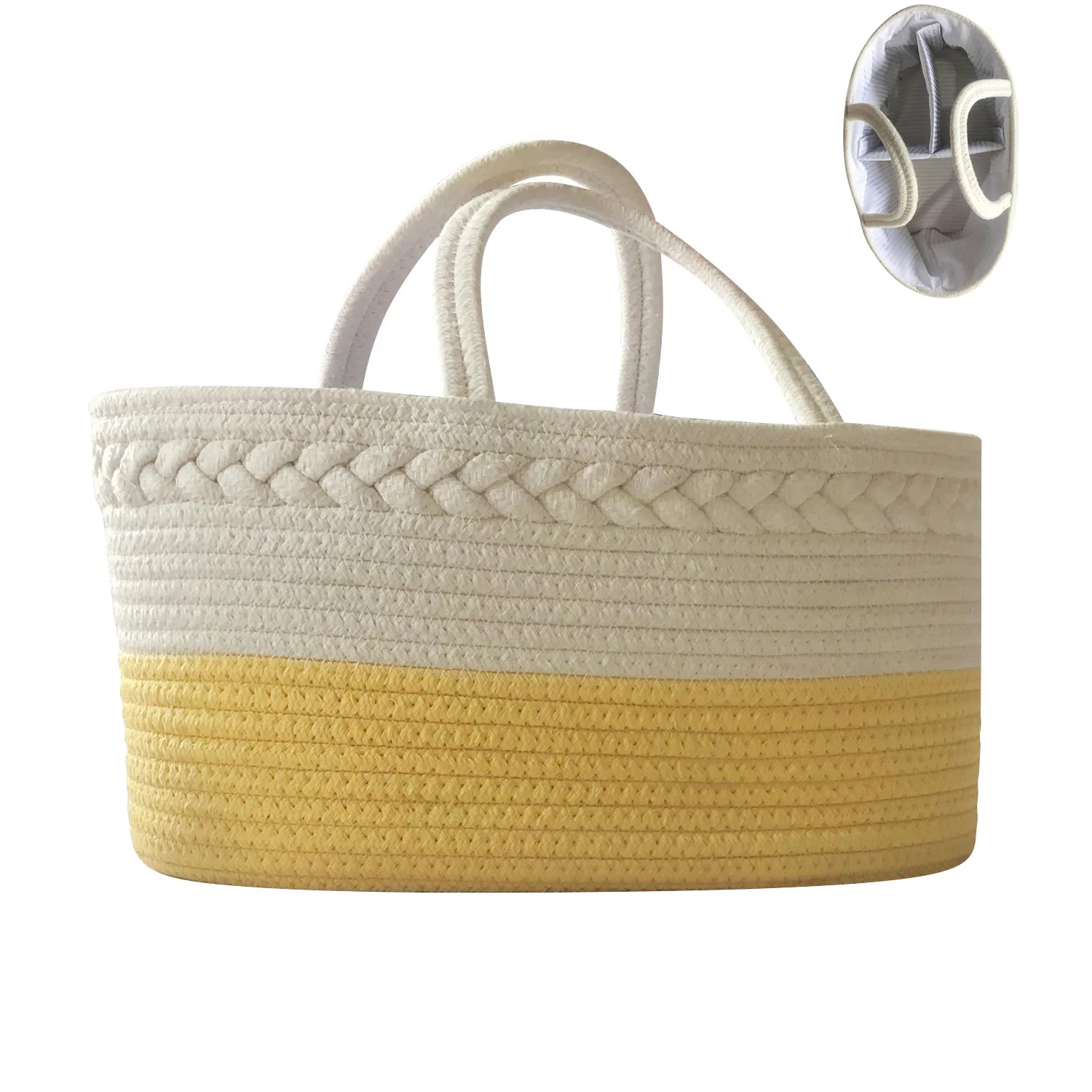 
Foldable Baby Large Nursery Organizer Cotton Rope Woven Diaper Caddy Storage Changing Basket 