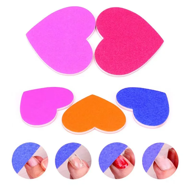 Factory Price Nail File Custom Logo Sanding Paper Pink Nail Files 100/180 Durable-Side Heart Nail File