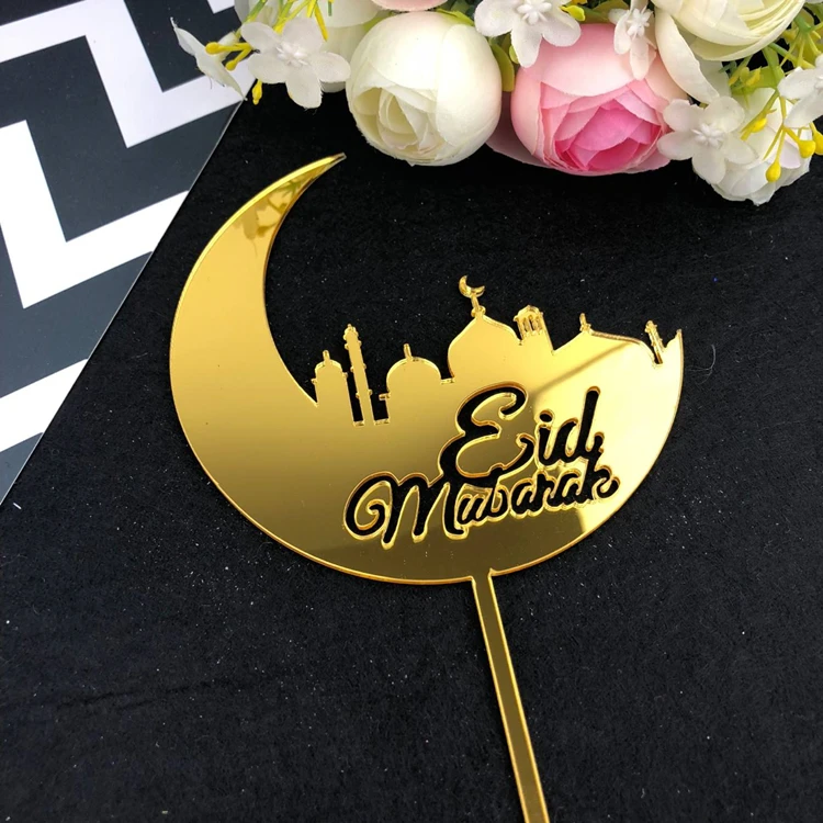
Acrylic Ramadan Cake Topper Eid Mubarak Cupcake Topper Muslim Eid Baking Baby Shower Decoration Party Favors 