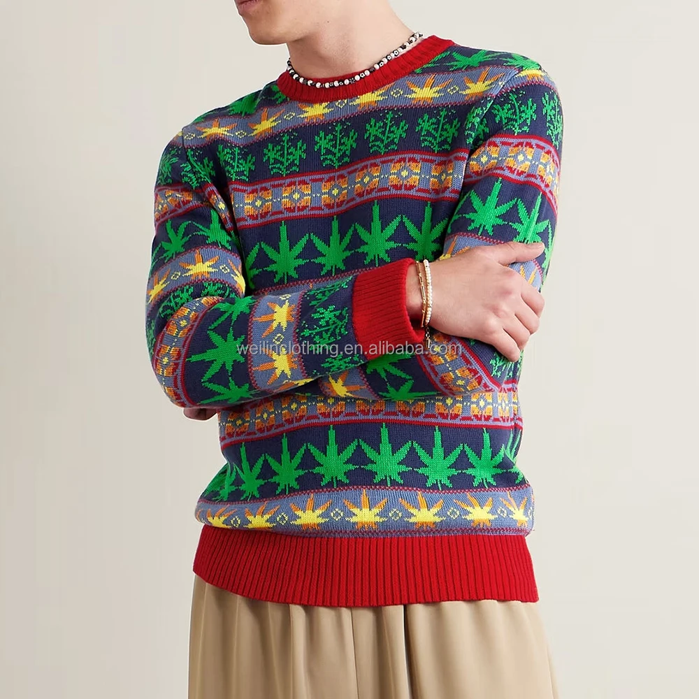 Custom Winter Pullover Knit Jacquard Weave Ugly Christmas Sweater for Men