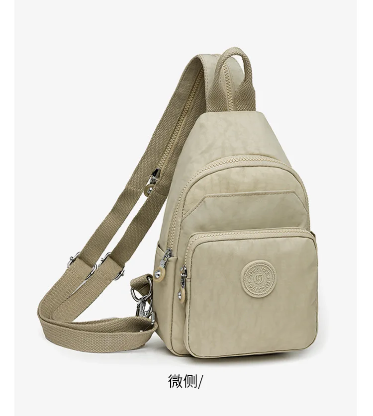 LatestCustom Logo Nylon Waterproof Colorful Bottle Pocket Pink Outdoor Sling Chest Bag Removable Strap