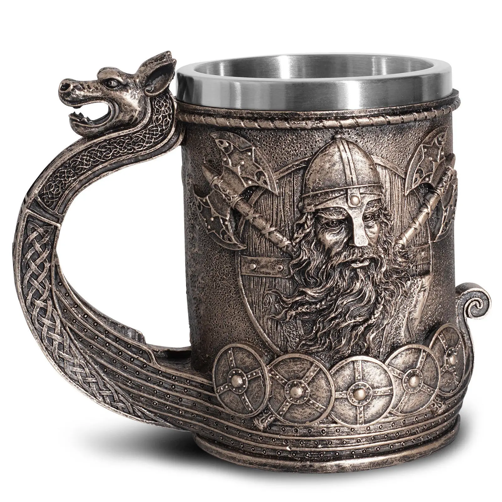 600ML Factory Wholesale Pirate Whiskey Mug with Stainless Steel Liner Beer Wine Mug for Bar Decoration