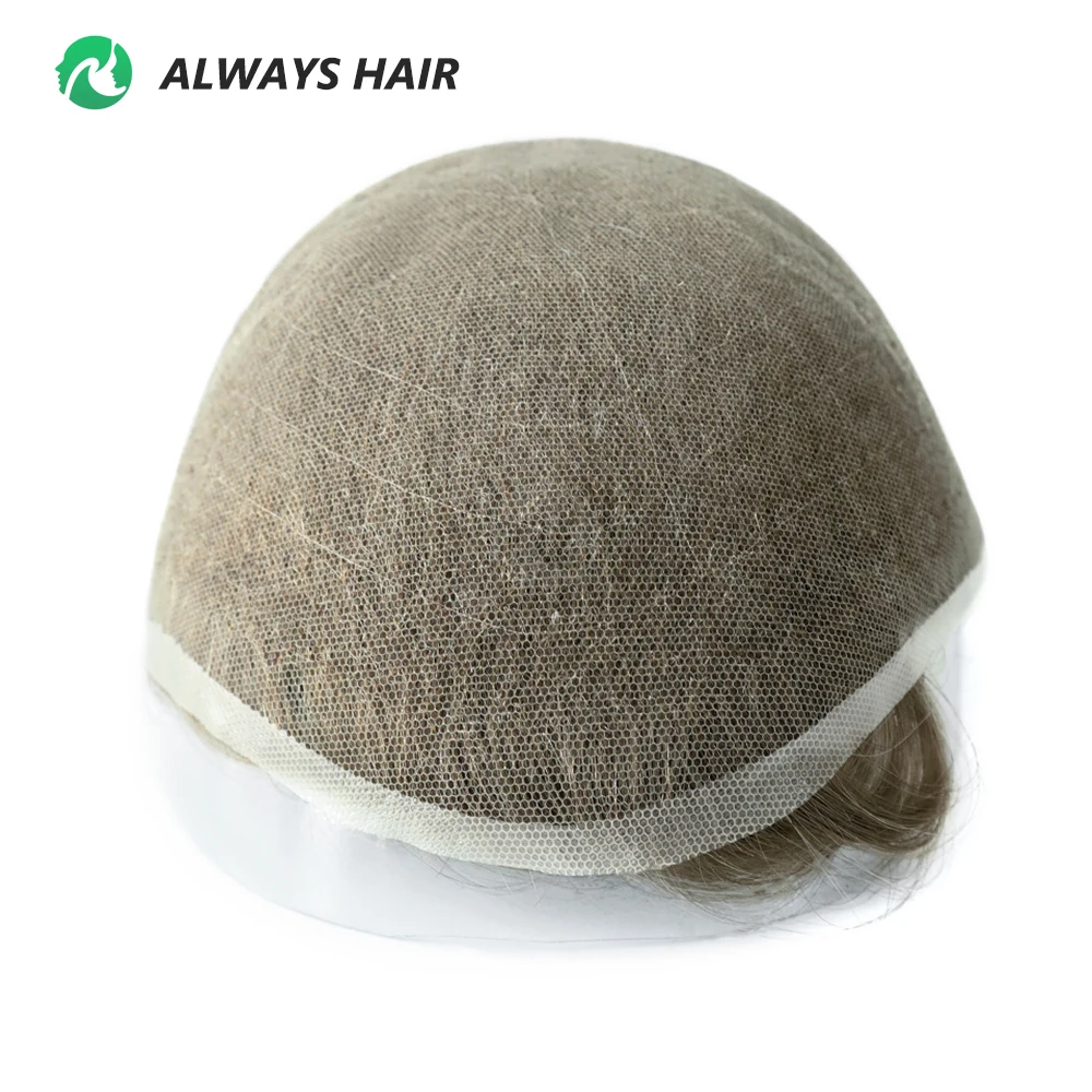 Air Lace - Super Breathable Swiss Lace Hair System All Bleached Knotted Hair Prosthesis for Men All Swiss Lace Human Hair Toupee