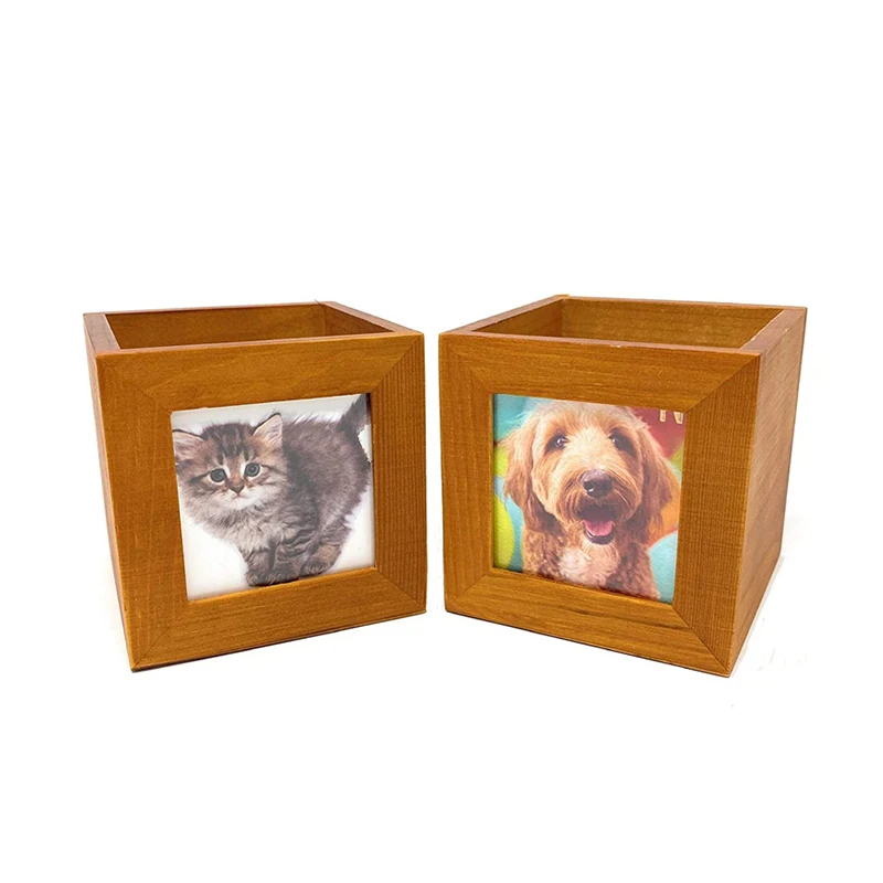 wholesale Photo Frame wood Pencil Cup children wooden pen holder stand Desktop Storage Pen Holder