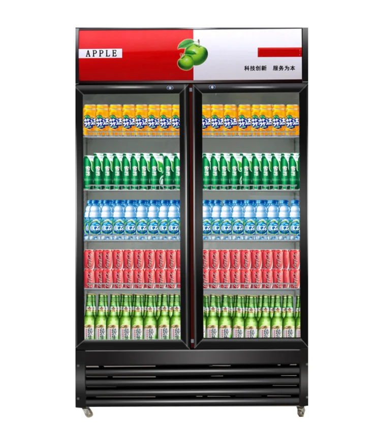
Supermarket commercial double door redbull freezer refrigerator prices 