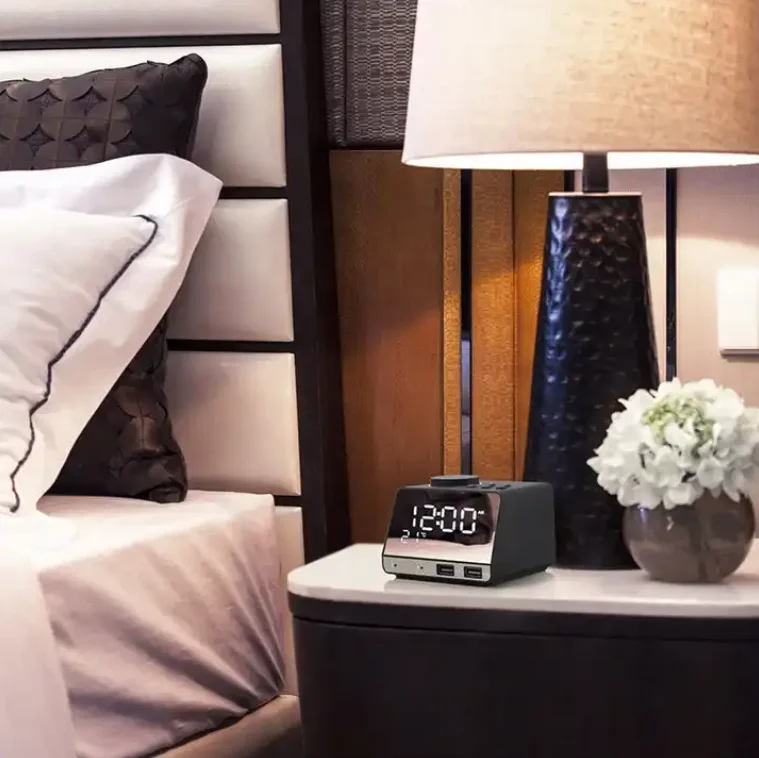 Alarm for hotels BT Speaker Creative Digital Music desk Clock Display Radio with Dual USB Support U Disk TF Card FM