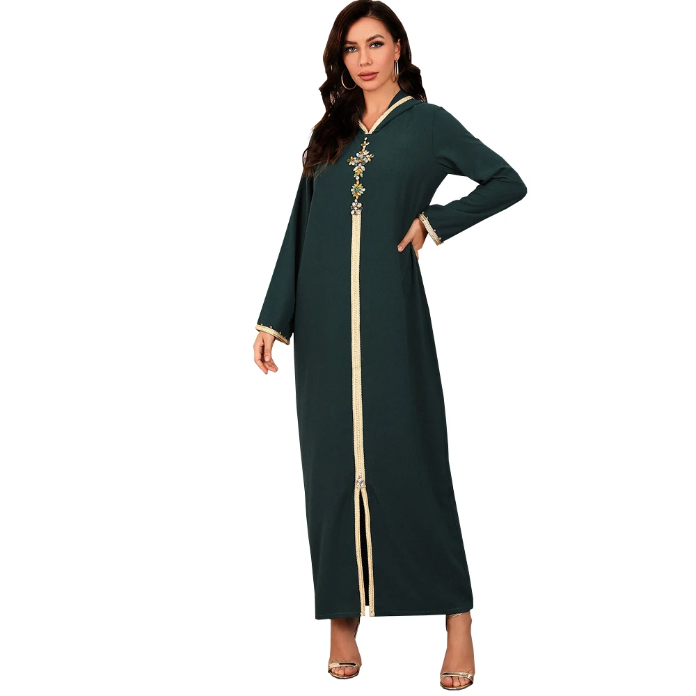 Muslim Clothing Manufacturers Custom Luxury Bling Crystal Moroccan Djellaba Jellaba For Women