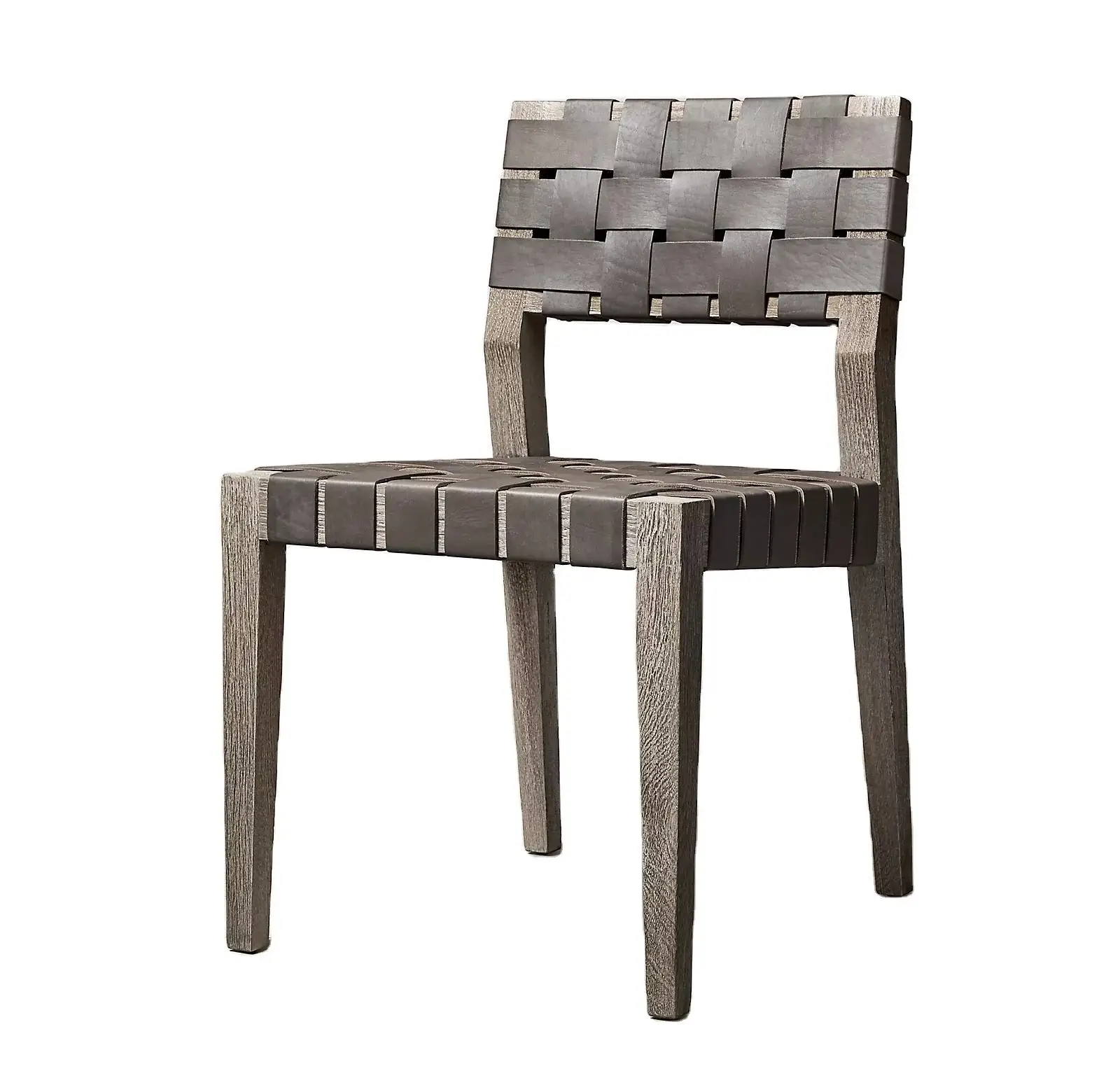Practical home furniture solid wood leg industrial brown leather dining chair
