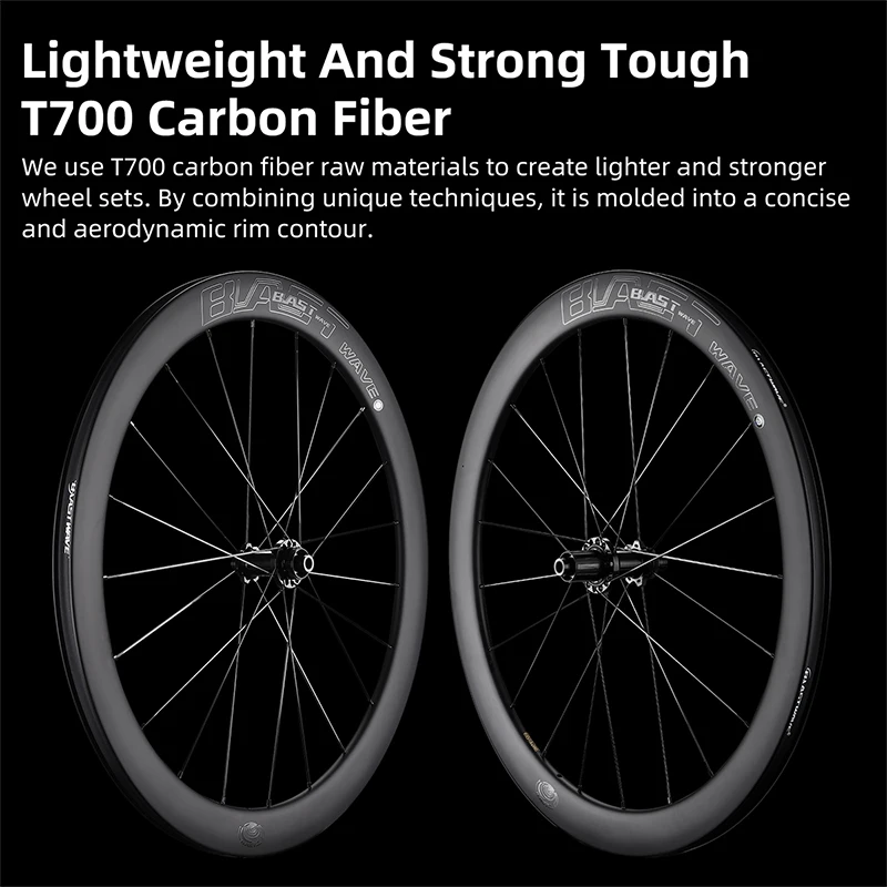BLAST WAVE T700 Carbon Fiber Wheel Set Velocity Series Lightweight Cycling Wheel Set 38/50mm Circle Brake Plate Bike Wheel Set
