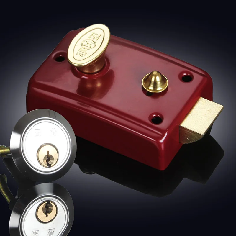 Universal Single-Tongue Mechanical Door Lock Household External Iron and Wooden Door Lock Core Pure Copper Material