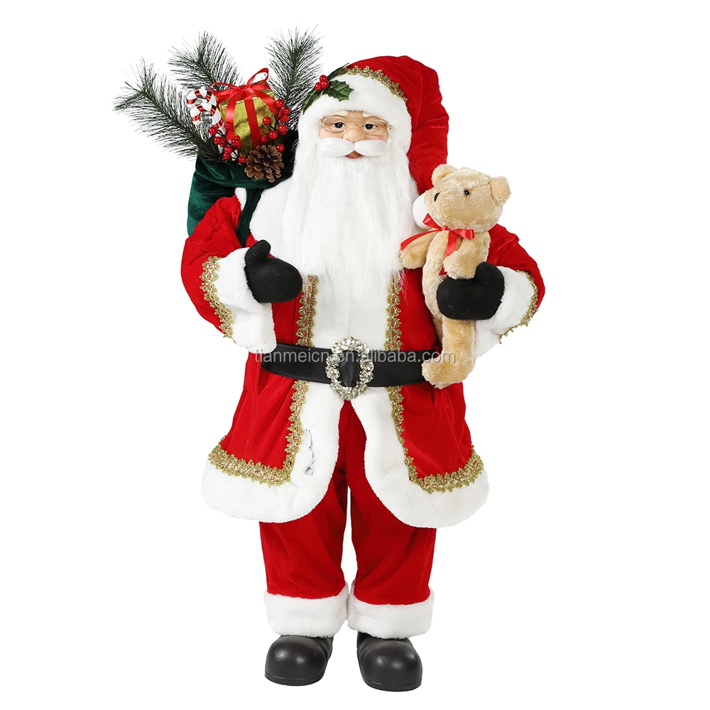 30~110cm Christmas Standing Santa Claus Ornament Decoration Festival Holiday Figurine Collection Traditional Xmas