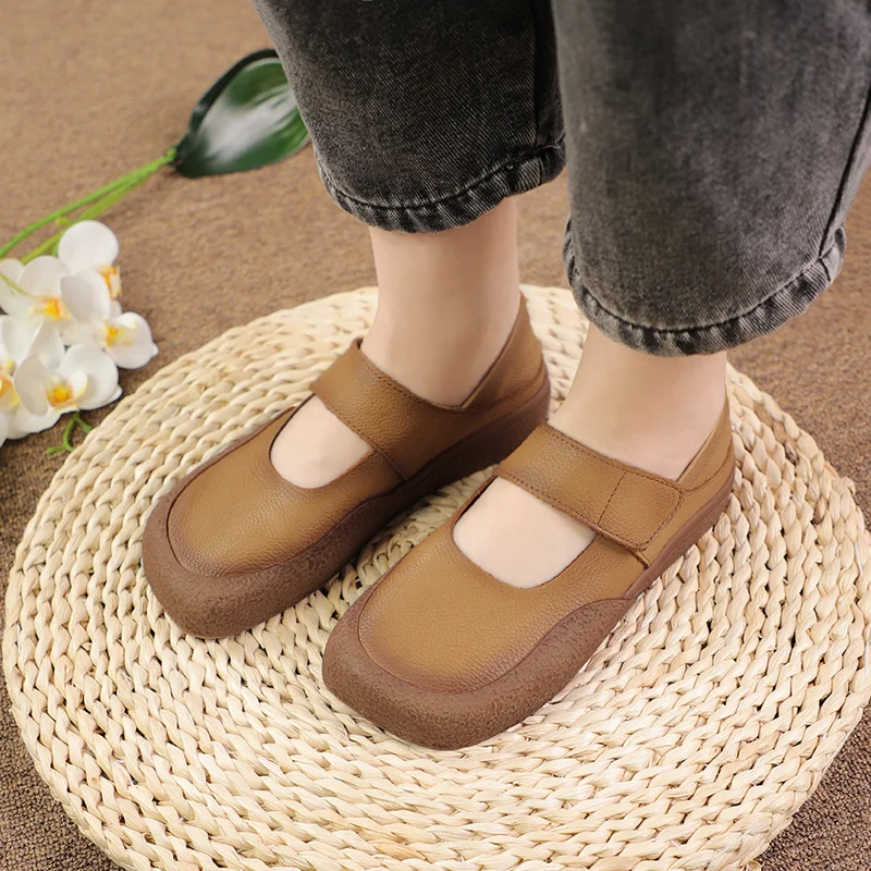 Factory price platform soft sole comfortable for women and ladies flat sandals shoes wholesale square toe mary jane shoes