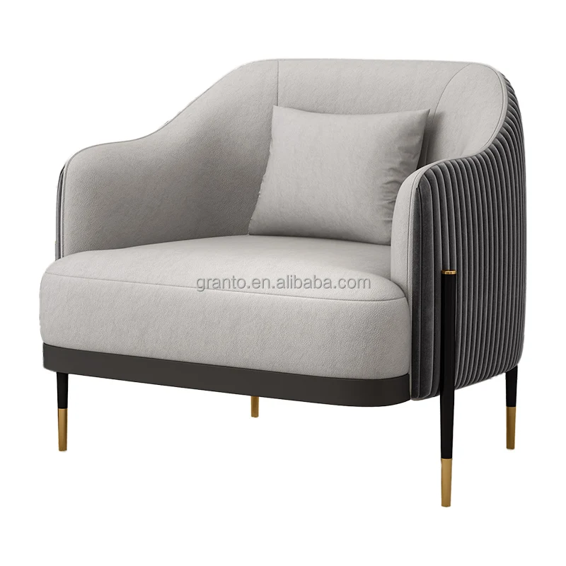 High end good quality PU cover lounger chair stainless steel sofa chair living room lazy chair