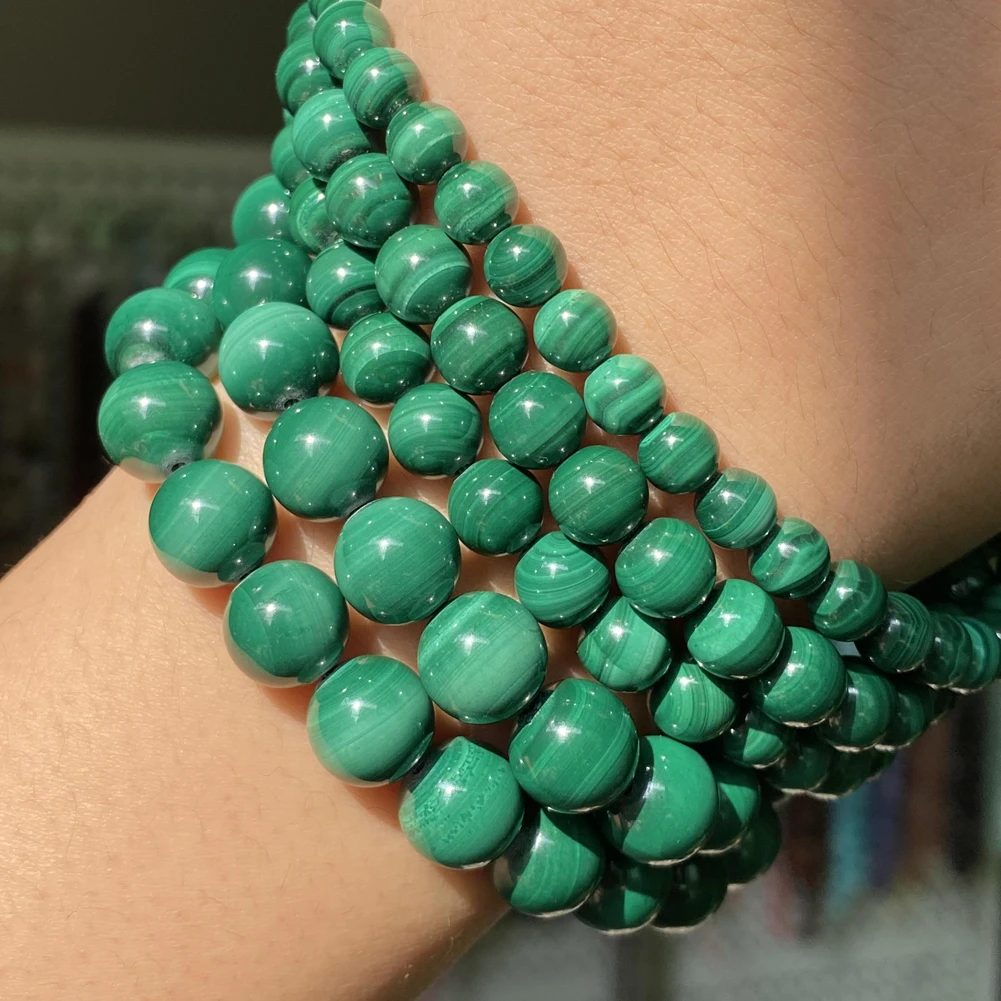 Factory Price Natural Malachite Stone Spacer Loose Round Bead For Jewelry Making 6-10 MM DIY Bracelets Accessories Wholesale