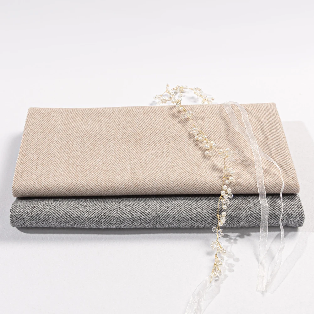 Elegant Eco Friendly Polyester Brushed Herringbone Knitting Fleece 480gsm woolen for winter overcoat