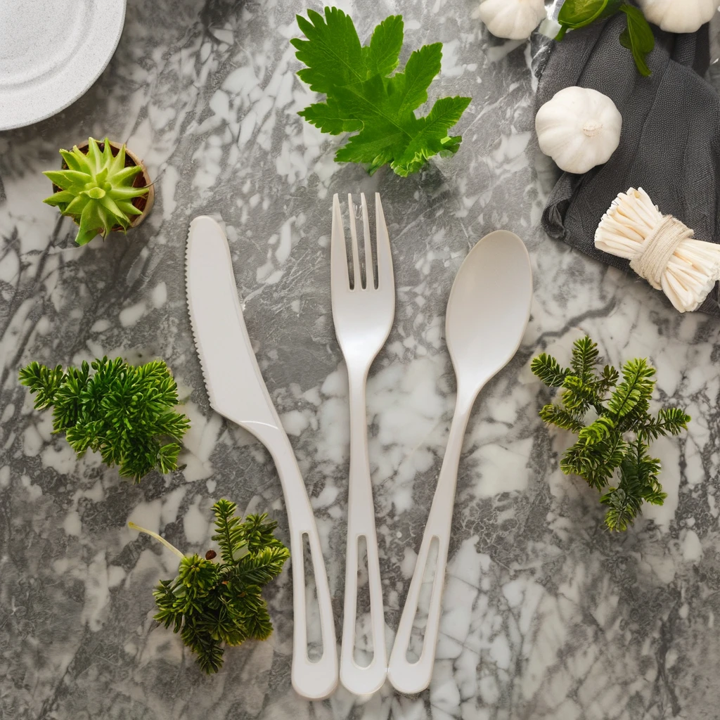 Corn Starch Plant-based Eco-friendly 100% Biodegradable and Compostable Plastic Knife Fork Spoon CPLA