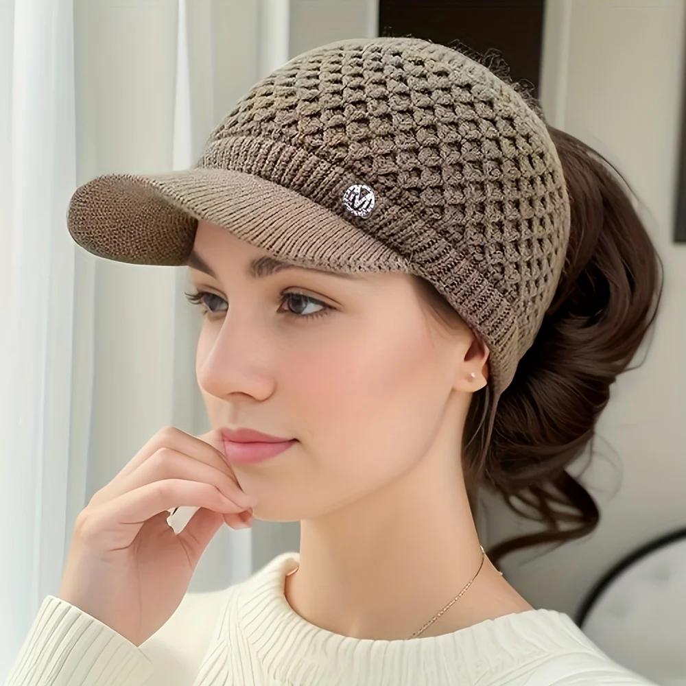 Korean network red empty top sweater hat girls autumn and winter thick warm knit hat outdoor running cap