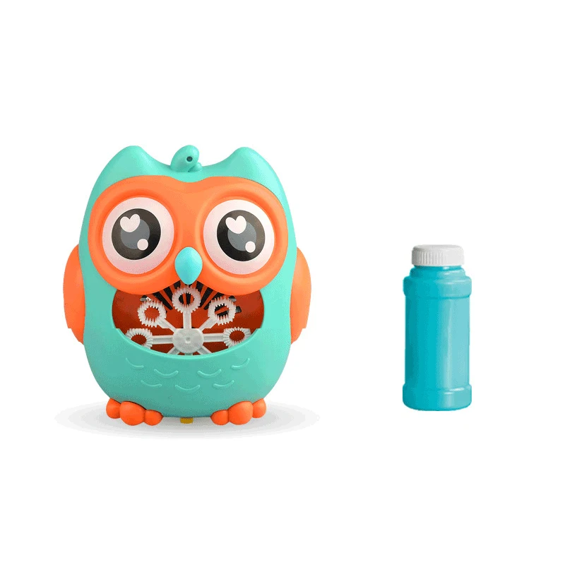 New Arrival electric Cartoon owl bubble maker Automatic bubble blower machine toys for summer with lighting music