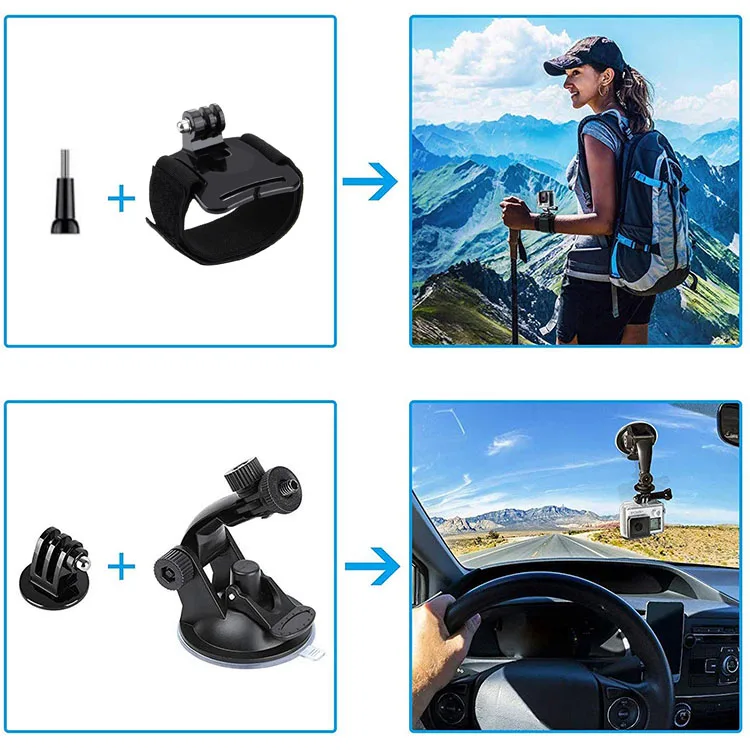 Gopro аксессуары пакет крепление для Экшн-камера Eken H9R Hero 8 7 6 5 4S палка селфи штатив Yi 4K Mijia