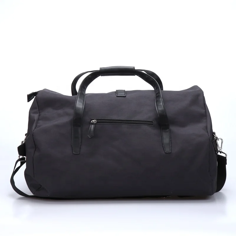 Wholesale custom low moq vintage canvas PU leather trim tote shoulder bag mens weekend duffel travel bags