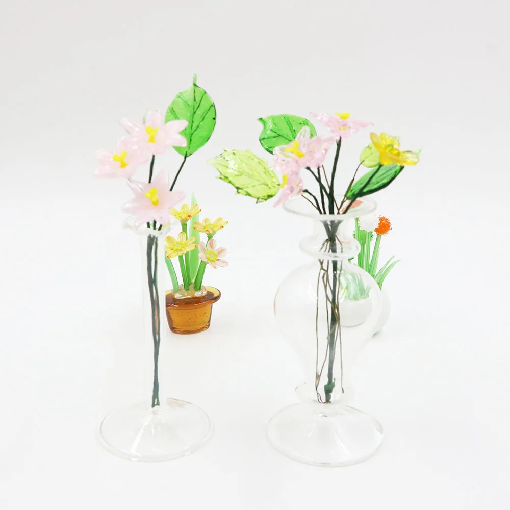 Wholesale  Handmade lampwork borosilicate glass plant vase transparent glass clear vase for flowers