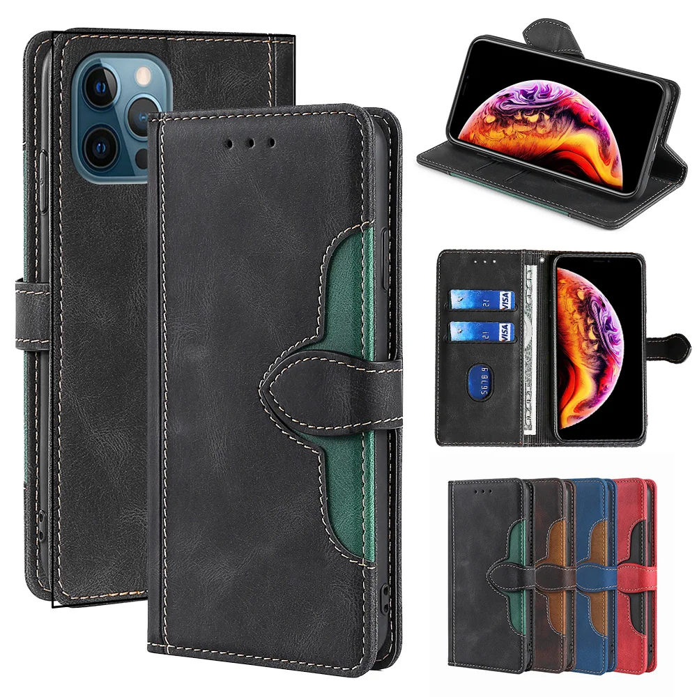 Flip Leather Cover for iPhone XR XS Max SE 2020 Soft Silicone TPU Wallet Phone Case for iPhone 14 11 12 13 Pro Back Cover