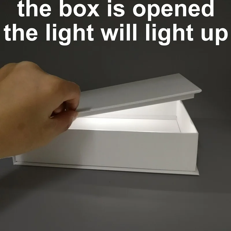 Hot Sale Christmas and Birthday Cardboard Gift Packaging Box Led Light Gift Paper Box with Mirror