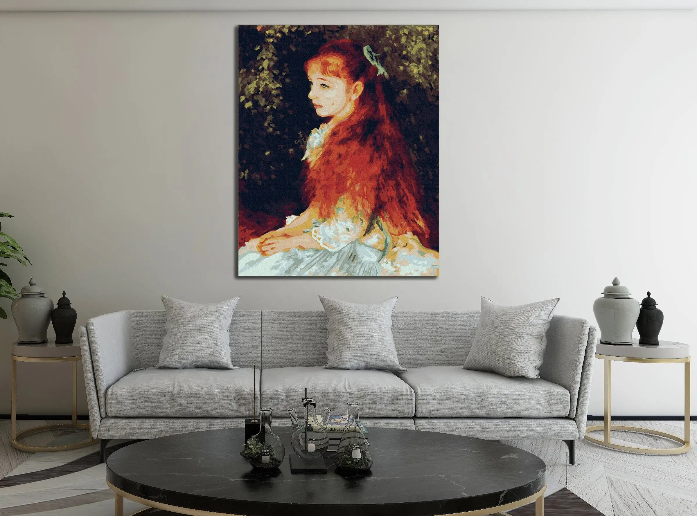 paint boy GX3262 French long-haired girl oil painting DIY adult Classical painting by numbers 40*50 figure decorative painting